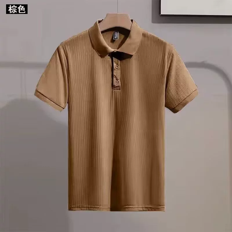 Модный летний шелковый японский брендовый поло для отдыха с коротким рукавом