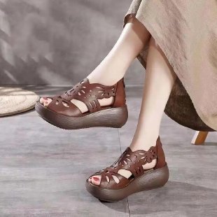2025 New Foreign Trade Women's Fashion Roman Thick Soft Bottom Breathable New All-match Outer Wear Sandals Cross-border Trade