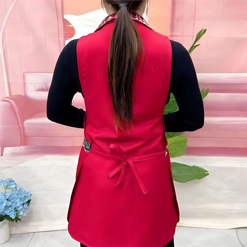 Ethnic style red lapel apron suit collar hot pot restaurant chef restaurant hotel work clothes waterproof and antifouling