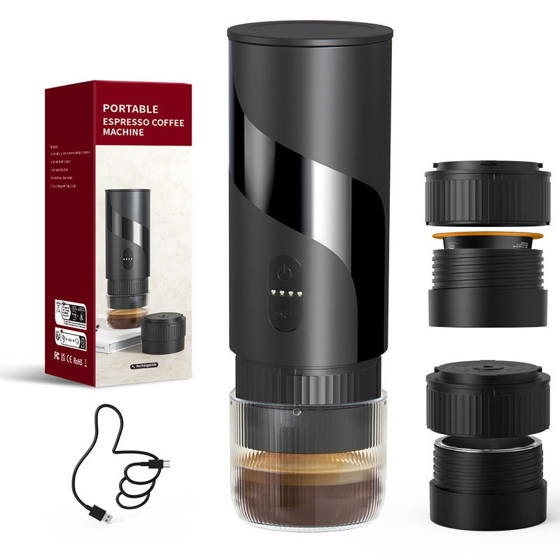 Portable Capsule Espresso Machine Outdoor Car Travel Home Electric Extraction Stainless Steel Powder Bin Portable Capsule Espresso Machine Outdoor Car Travel Home Electric Extraction Stainless Steel Powder Bin