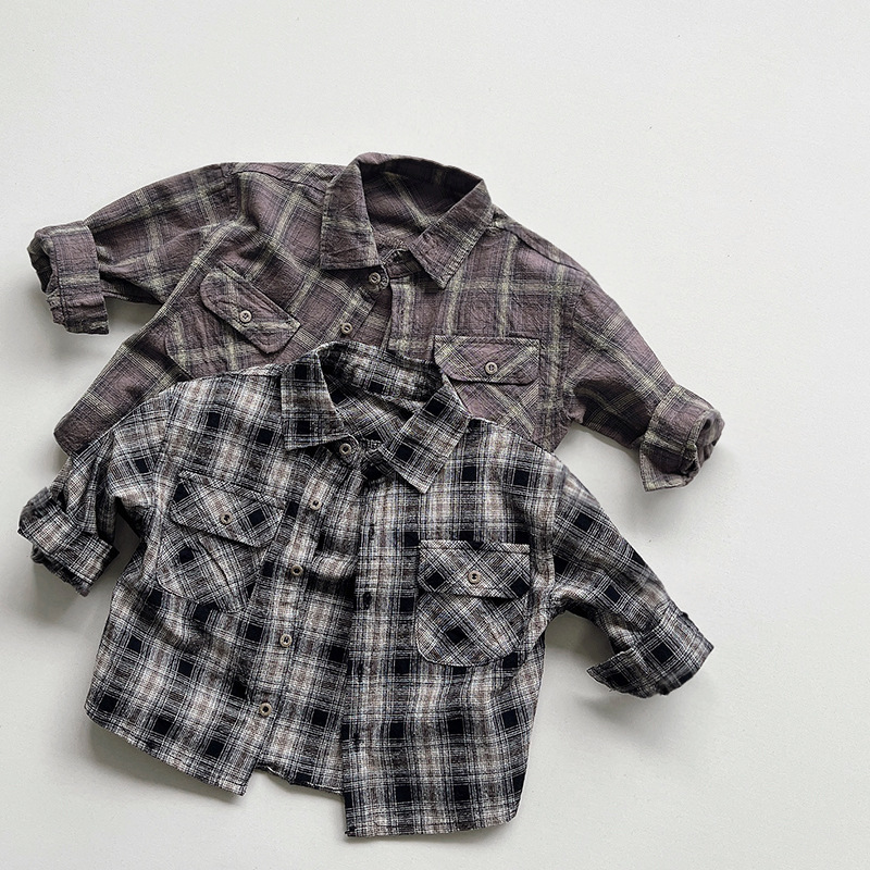 Camisa a cuadros de otoño para niños versátil estilo coreano para niñas nueva camisa otoño e invierno Bebé para niños capa superior casual