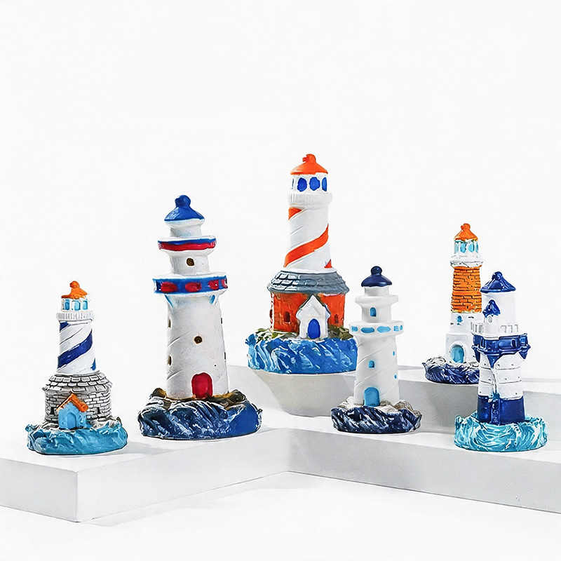 Adornos Decorativos para Acuarios, Micro Paisajes de Musgo, Adornos de Paisajismo de Playa con Faro, Faro Famoso en Internet, Venta Transfronteriza en Amazon