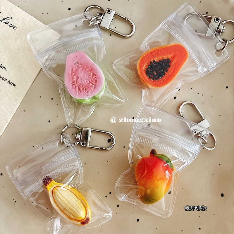 Packaged Imitation Guava, Banana, Papaya, Mango Fruit Keychain Bag Pendant Creative Backpack Decoration Small Gift Packaged Imitation Guava, Banana, Papaya, Mango Fruit Keychain Bag Pendant Creative Backpack Decoration Small Gift