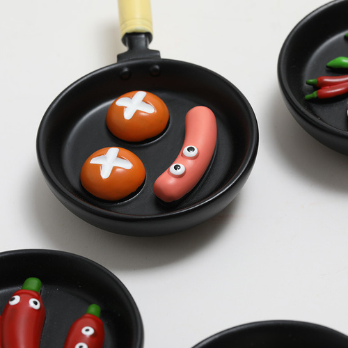 Wholesale Frying Pan Food Toy Refrigerator Magnet Creative Resin DIY Magnet Magnetic Sticker Magnetic Sticker Magnetic Sticker Magnetic Suction Cultural and Creative