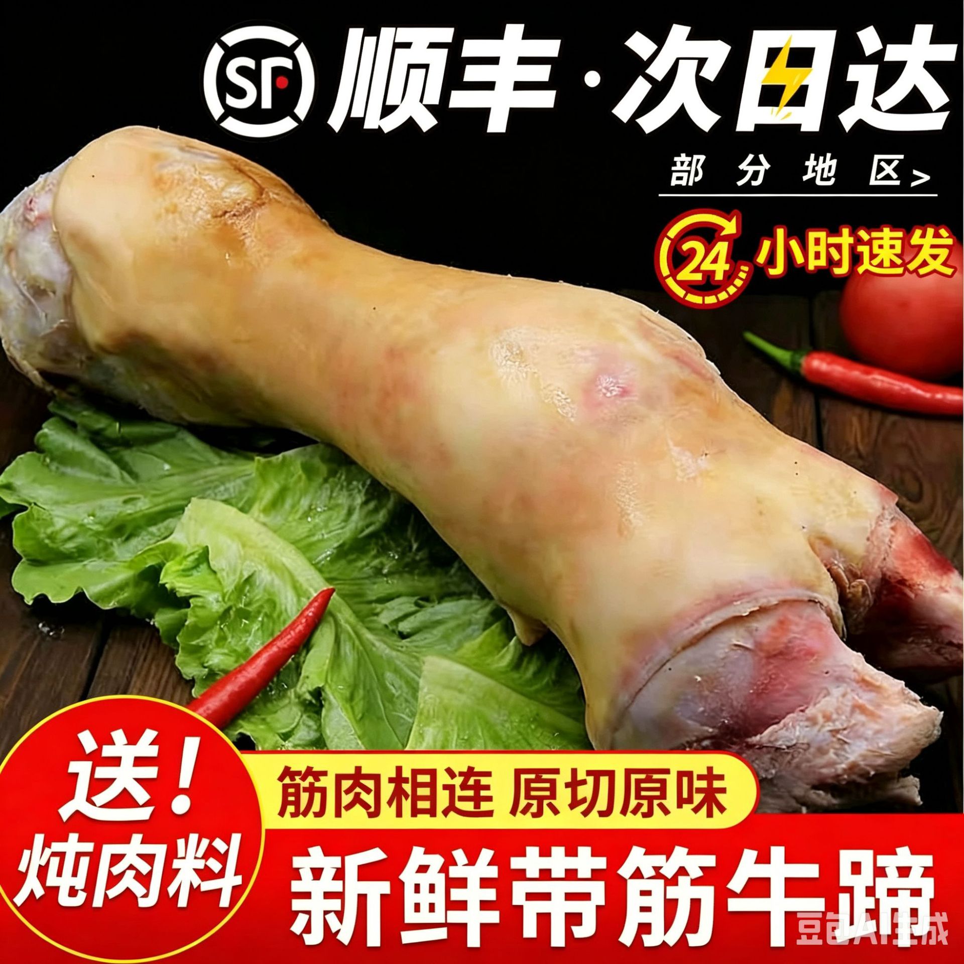 5斤新鲜黄牛蹄脚整只原切带筋带骨牛脚农家散养牛腿冷冻生鲜食材