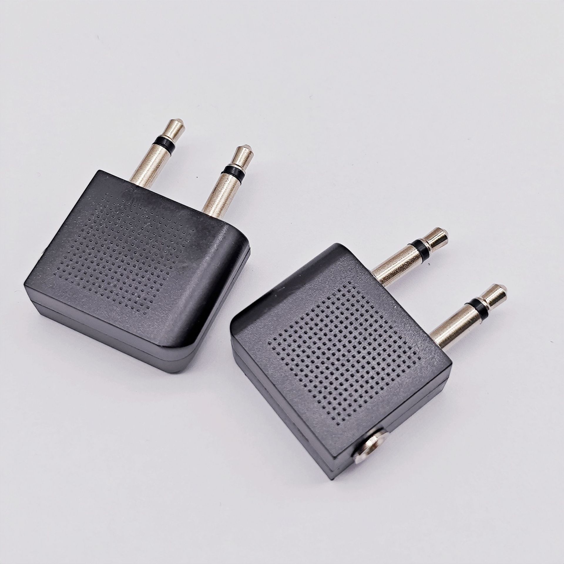 飞机插 3.5母座转双3.5单声插头， 镍款飞机插头转换器耳机双声道