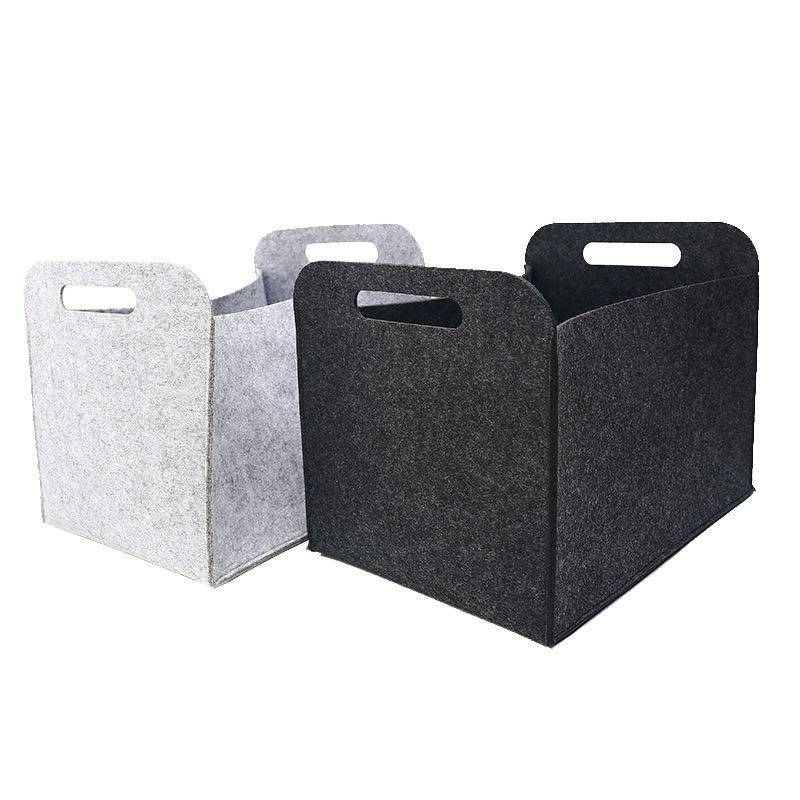 跨境毛毡木柴篮子柴禾包脏衣服收纳盒子文具书本零食玩具收纳袋