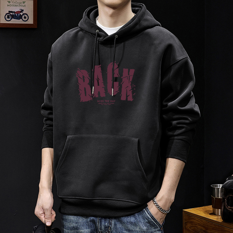 Peso pesado chaqueta encapuchada hombre encapuchado otoño y invierno letra impresa chaqueta casual chaqueta de moda adolescente hombre grueso