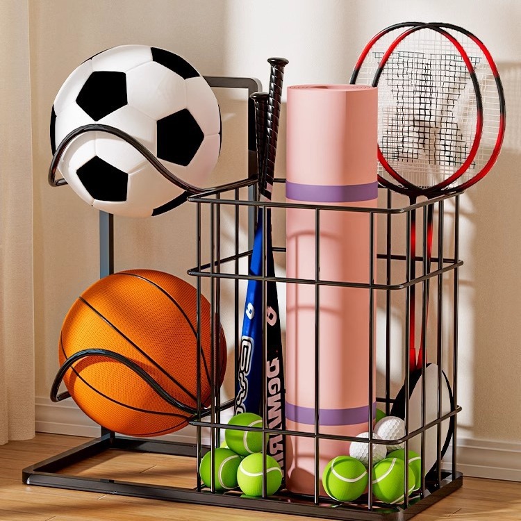 Estante de almacenamiento de estantes de yoga para dormitorios de estudiantes de equipos de ejercicios domésticos canasta de almacenamiento deportivo de dormitorio de invitados bádminton estante de almacenamiento
