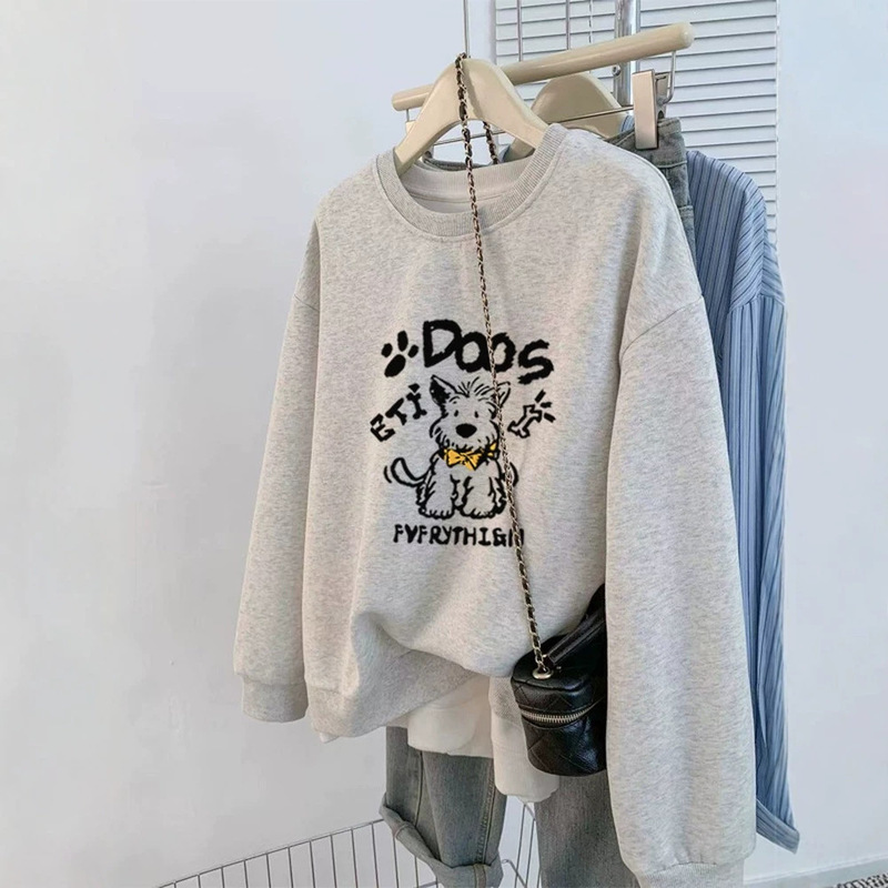 Extremely stylish women's crew neck sweatshirt, early autumn 2026 new hot-selling fashion trendy winter fleece-lined top without a hood Extremely stylish women's crew neck sweatshirt, early autumn 2026 new hot-selling fashion trendy winter fleece-lined top without a hood