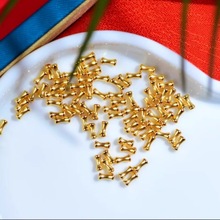 纯18k金竹节管隔珠配件au750黄金小蛮腰骨头通孔串珠编绳diy配饰