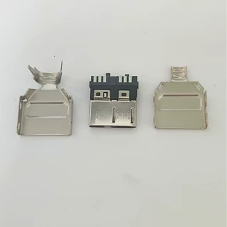 MICROUSB超薄3.0焊线式公头USB3.0MICRO三件套带马口铁成型插头