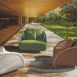 Outdoor Rattan Sofa Courtyard Terrace Hotel Garden Waterproof Sunscreen Rattan Furniture Leisure Rattan Chair Sofa Model Room