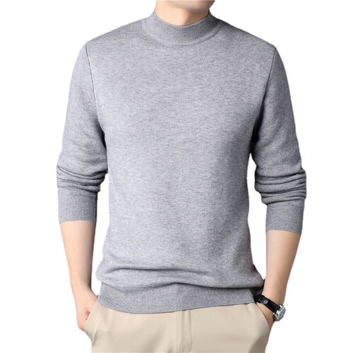 New TikTok Live Spring and Autumn Solid-Color Half-Turtleneck Men's Slim-Fit Sweater—Men's Base Layer Sweater for Young Men