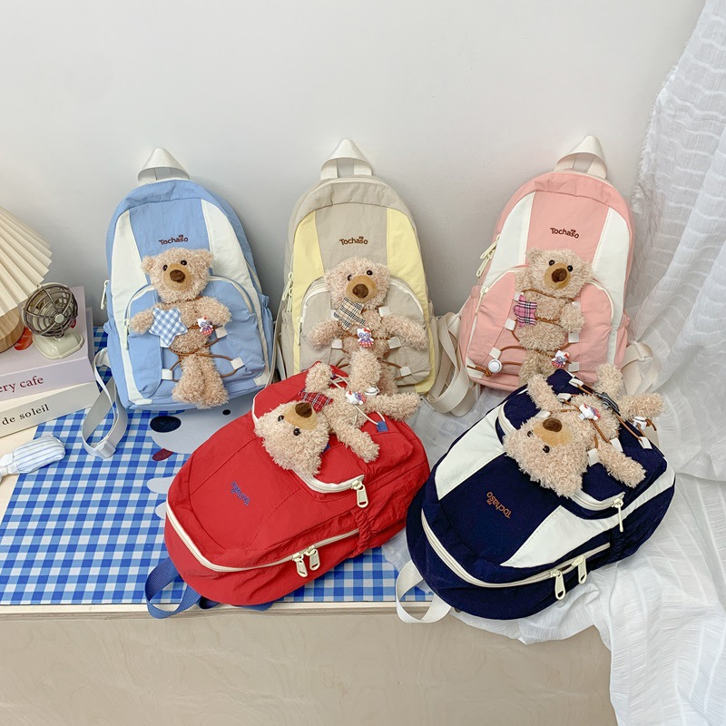 Jardín de infantes bolsas escolares de dibujos animados lindos osos muñecas mochilas para niños y niñas