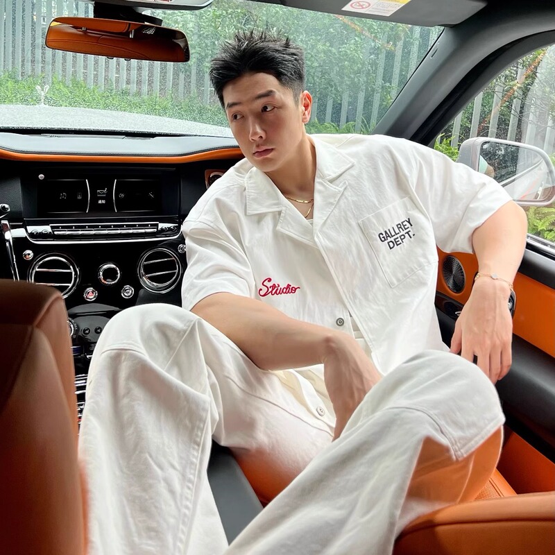 VTG Gallery Dept American Style Tooling Embroidered Alphabet Men's High Street Casual Short Sleeve Shirt Coat Summer