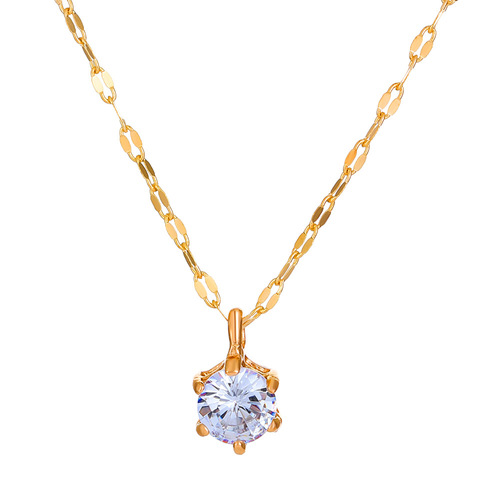 European and American ins single diamond necklace for women, fashionable light luxury niche design pendant clavicle chain temperament simple necklace