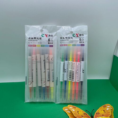 Colorful Double-Headed Highlighter Pen 6 Colors 12 Colors Marker Highlighter Pen Student Doodle Journal Pen Slanted Tip Watercolor Pen