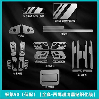 Navigation Screen Tempered Film, Car interior film - ji-krypton-9x-low-configuration-full-set-two-screens-ultra-clear-crystal-diamond-tempered-film