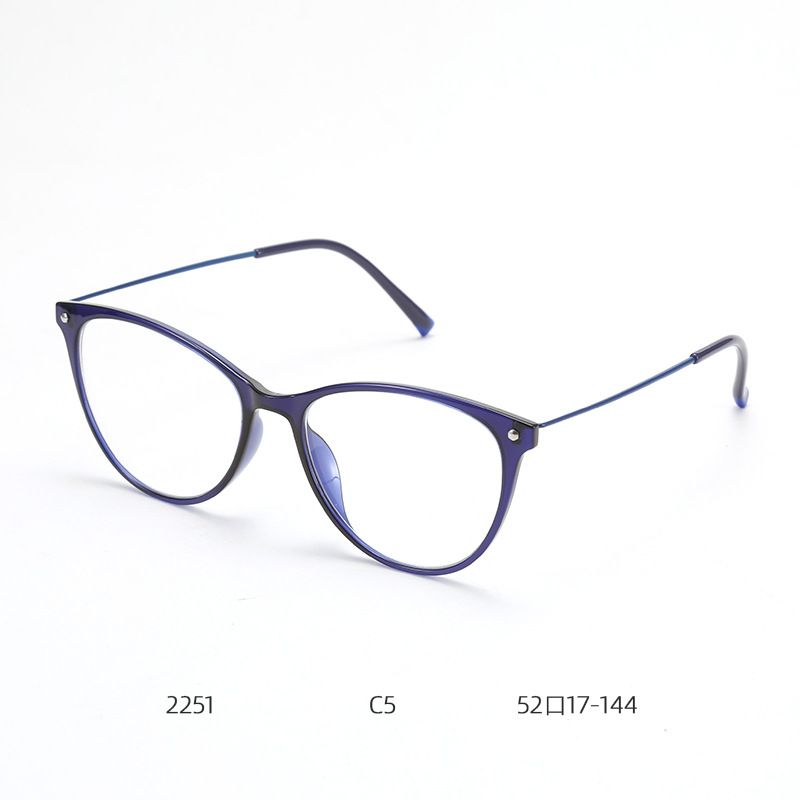 2251レトロ欧米風猫眼超軽量近視眼鏡フレーム潮半円形女性モデルファッションフレームは度数を合わせることができる