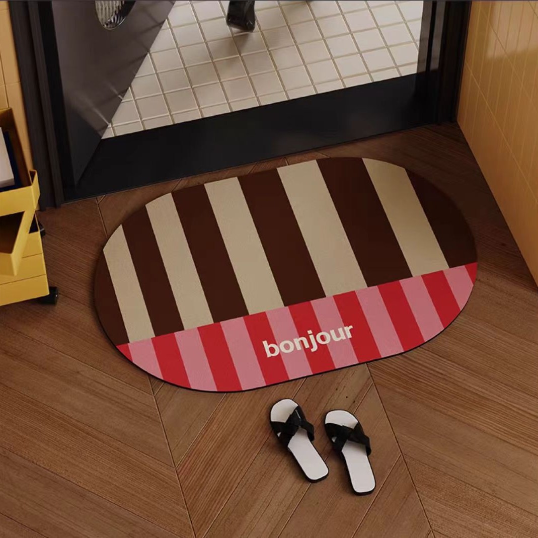 고급 줄무늬 색상 일치 흡수성 규조 진흙 주방 매트 가정용 먼지 방지 내마모성 미끄럼 간편한 발 매트