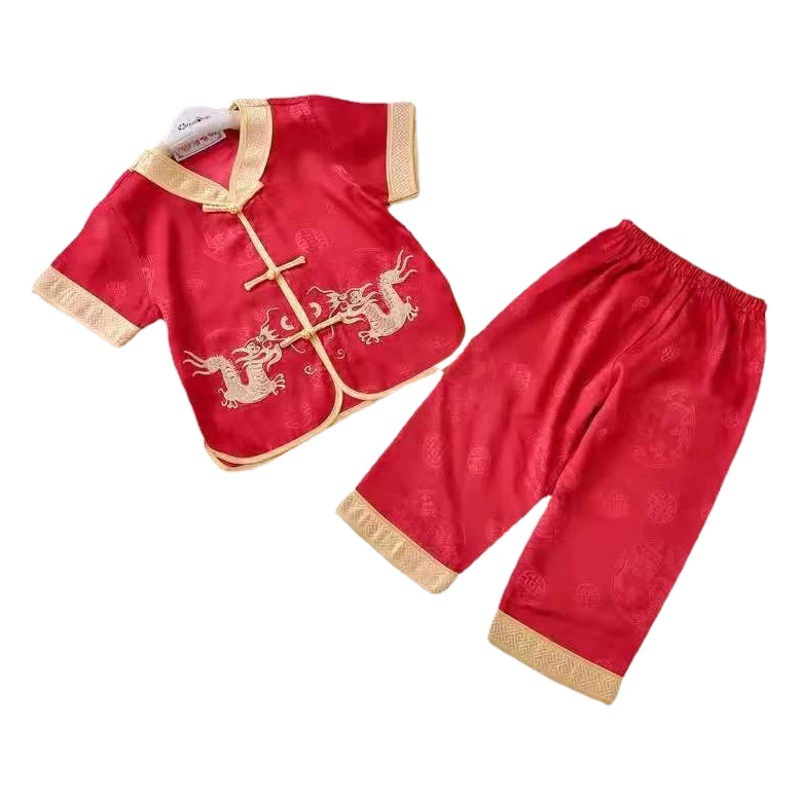 Детский вышитый дракон Красная Весна фестиваль костюм Тан в китайском стиле студенческий костюм для выступлений новогодний ханьфу для мальчиков