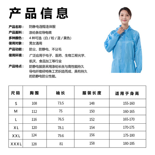 Ruiheng manufacturer anti-static hooded split suit set clean blue dust-free workshop food factory clothes static clothes