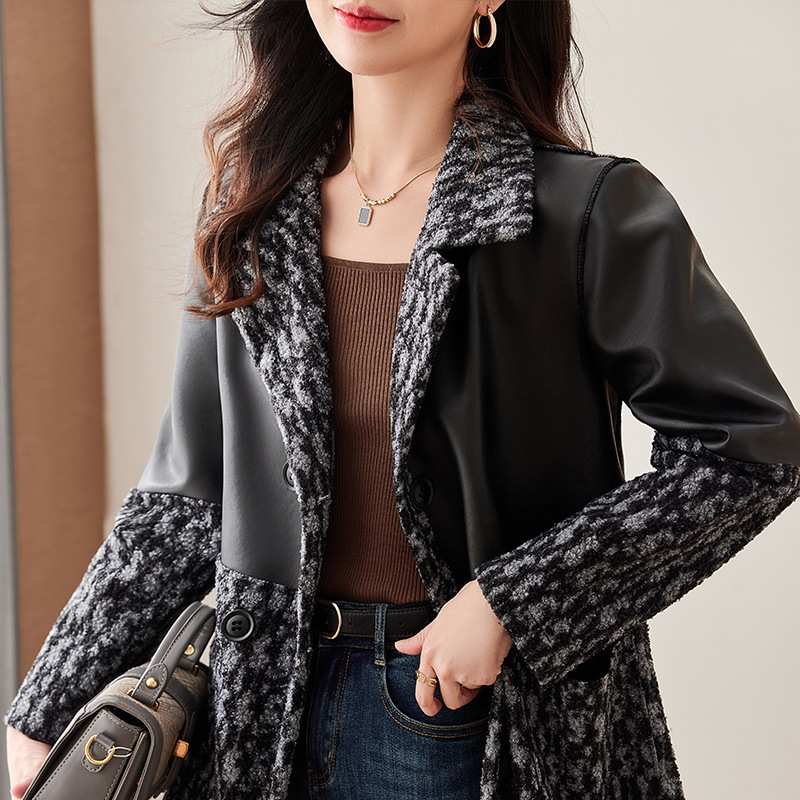 Women's Clothing new double sided Haining leather jacket_voghion.com