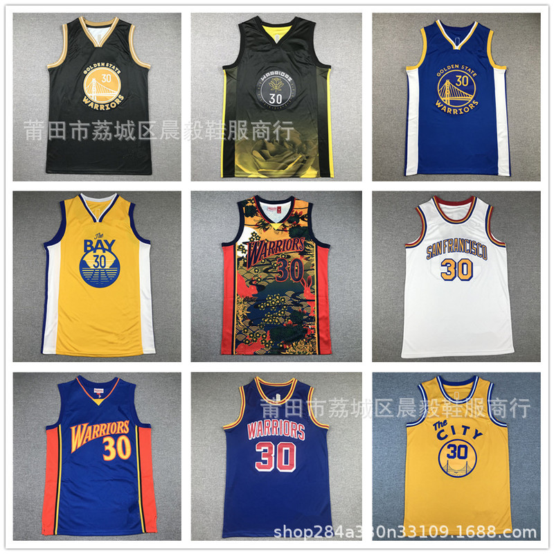 Cross-border Wholesale Jersey Warriors No.30 Curry Embroidered Jersey City Edition American Sports Casual Men's and Women's Vest