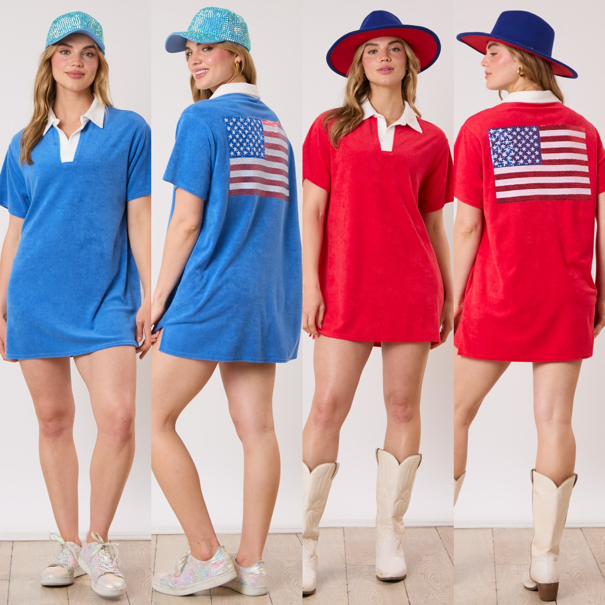 Women's Regular Dress Simple Style Turndown Printing Short Sleeve Solid Color American Flag Above Knee Daily display picture 1