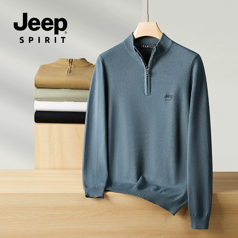 JEEP SPIRIT 2024 осенний и зимний мужской полузастежка свитер удобный дышащий теплый замок для отдыха модный