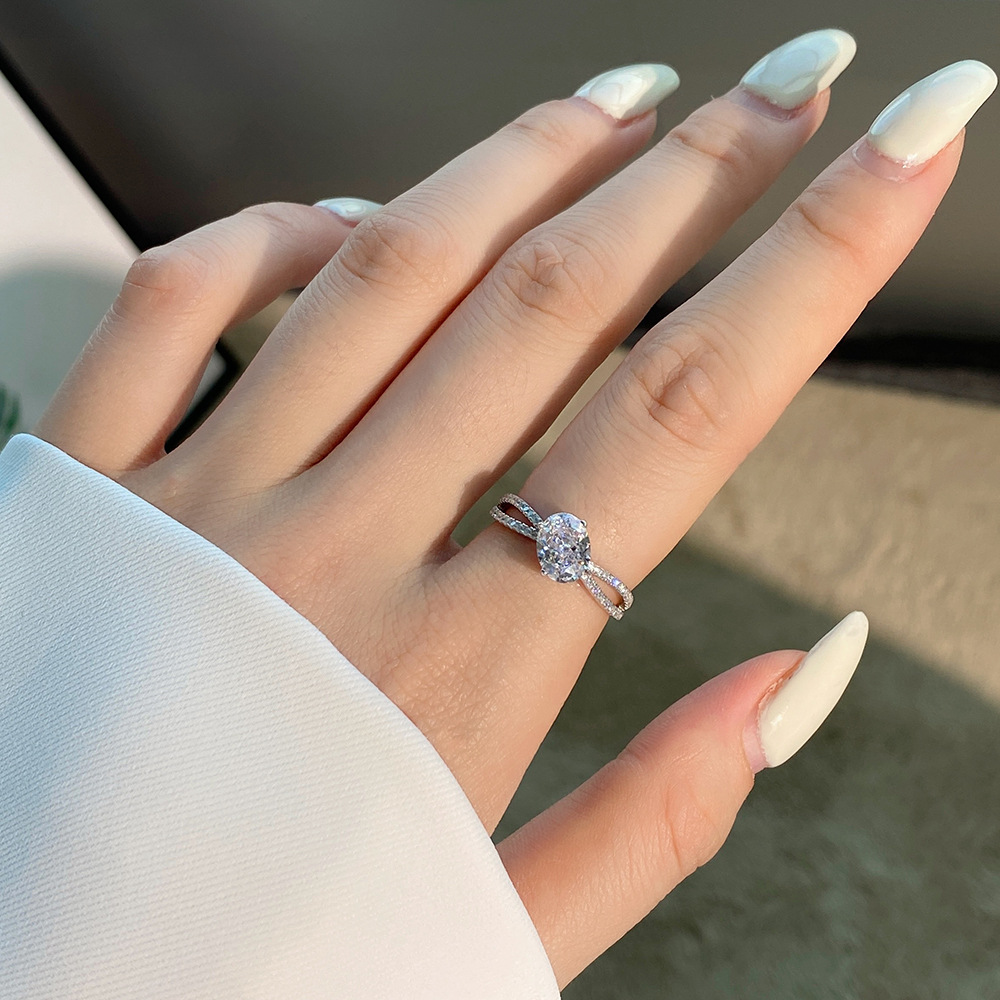 Fashion Geometric Sterling Silver Plating Zircon Rings 1 Piece