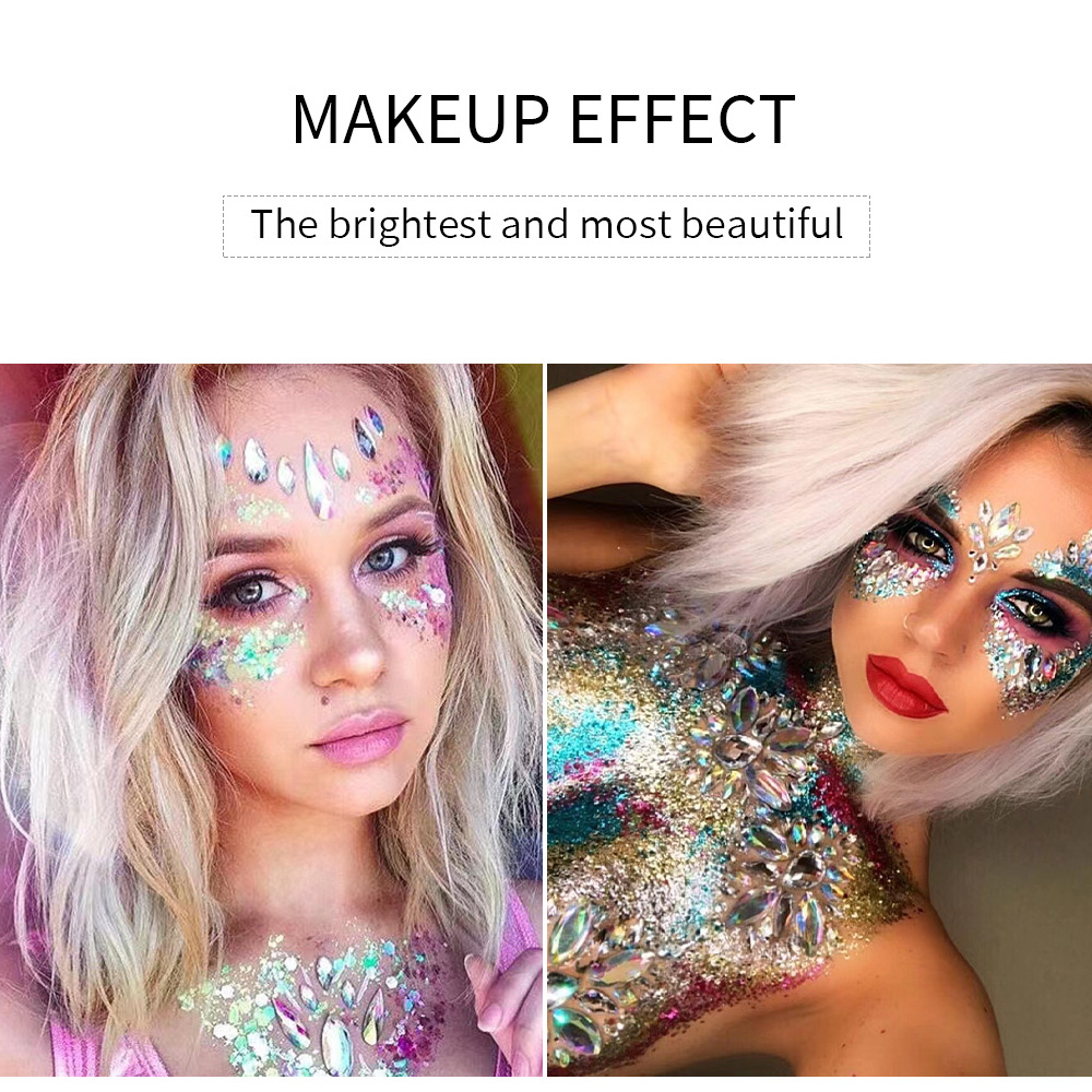 Carina Set di ombretti colorati per il trucco da palcoscenico liquido con paillettes blu per viso e corpo_voghion.com