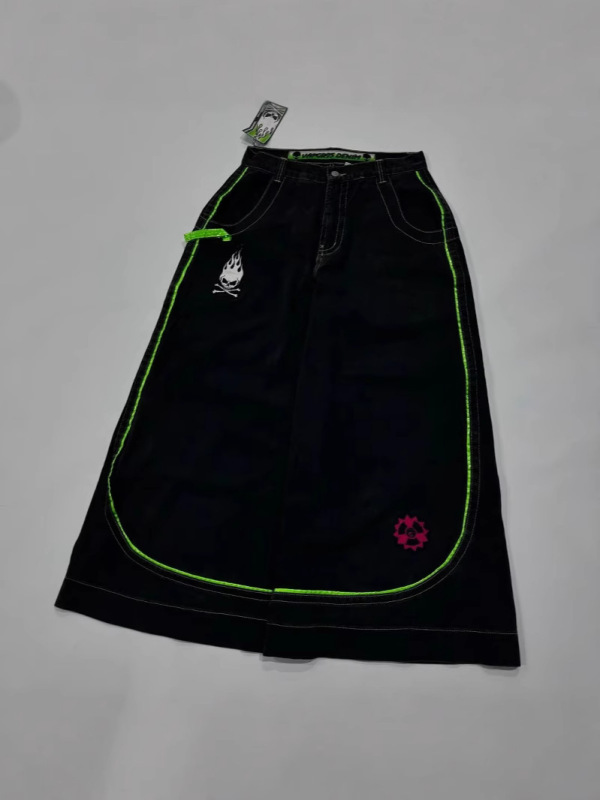 欧米のクロスボーダーjnco街頭ヒップホップhiphop水洗いジーンズ男刺繍ファッションゆるいデニム長ズボン|undefined