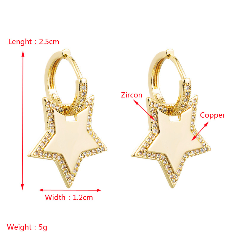 Wholesale Jewelry Geometric Stars Moon Copper Earrings Nihaojewelry display picture 1