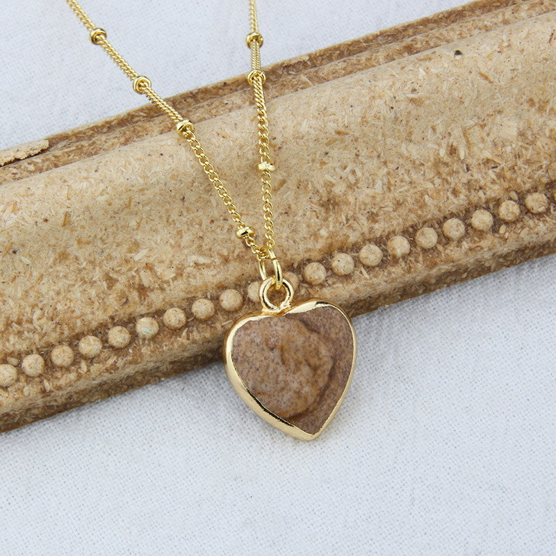 new temperament heart stone pendant copper necklace wholesale