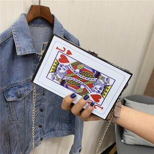 Playing cards on chain, small bag, one-shoulder bag, shoulder bag for students, box, chain bag, Korean style