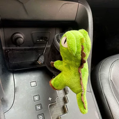 Little Dinosaur Car Gear Shift Sürətlər qutusu və əl tormozu başlıqları - green-dinosaur-black-short-velvet-handlebar-cover