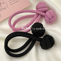 GIRL'S HIGH-PONYTAIL RUBBER BAND HAIR TIE WITH THICK, DURABLE CHINESE KNOT PINK HAIR RING HAIR ACCESSORY