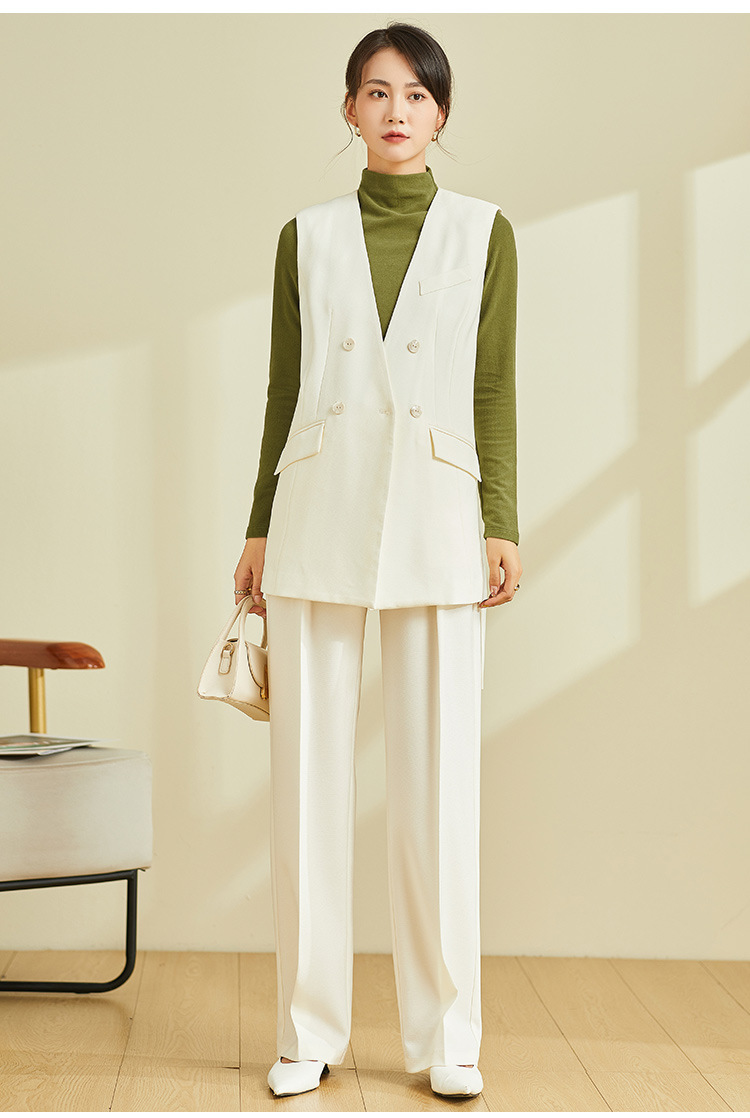 Áo vest gile nữ không tay phong cách retro, thiết kế độc đáo mặc xuân thu — Áo Vest Đen (không có cổ áo) chi tiết 9