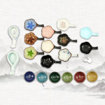 厂家批发陶瓷墨蝶小砚台学生用多功能笔搁水碟书法国画毛笔舔墨用