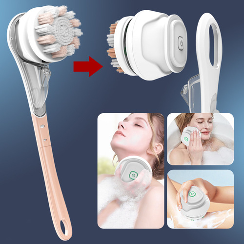 Cross-border waterproof electric bath brush, lazy bather, multi-functional massage bath brush, household long-handled back rub artifact