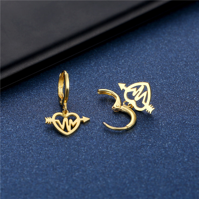 New Products Jewelry One Arrow Pierced Ear Buckle Stainless Steel Geometric Love Earrings display picture 5