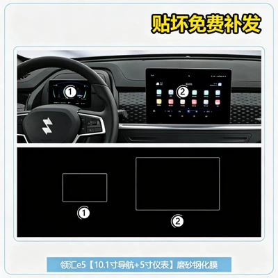 Car interior film – tempered glass film, modification parts - linghui-e5-101inch-navigation-5inch-instrument-cluster-matte-tempered-glass-screen-protector