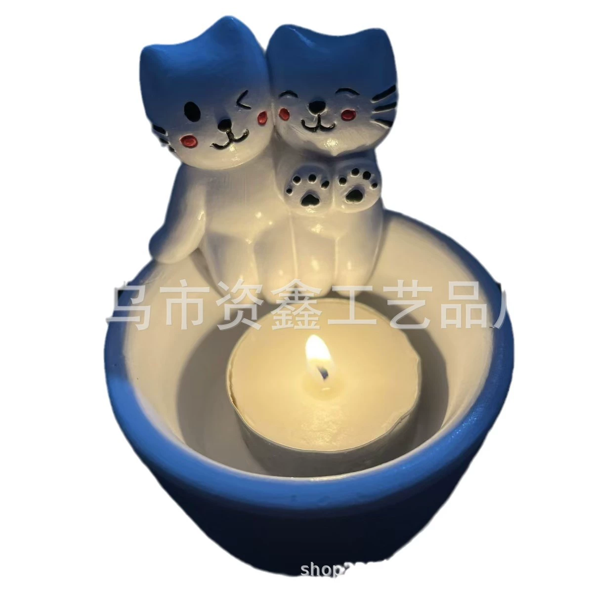 [Кроссбортовый новый Cartoon Kitten Candle Holder 卡通猫咪蜡烛台 树脂工艺品]