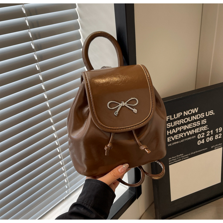 2024 New Fashionable Bucket Bow Korean Edition Casual Shoulder Small Women's Bag Handheld Personalized Backpack_voghion.com
