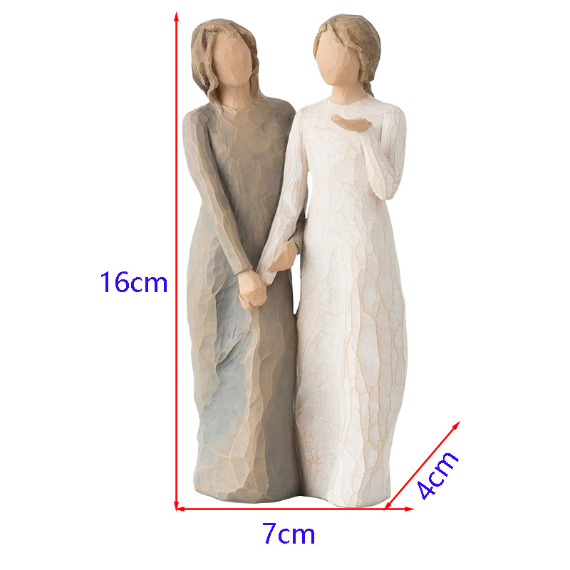 Transfronterizo especial regalo creativo decoraciones vacaciones regalo conmemorativo L dos mujeres adornos de resina artesanía