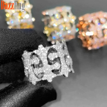 欧美跨境HipHop嘻哈十字架戒指时尚锆石镂空指环外贸新品男士饰品