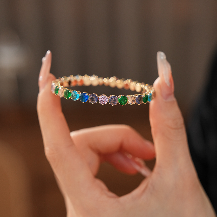 Pulsera abierta de amor de circón, pulsera exquisita de estilo de palacio de lujo ligero, sentido de alta gama de todo fósforo, joyería europea y americana al por mayor