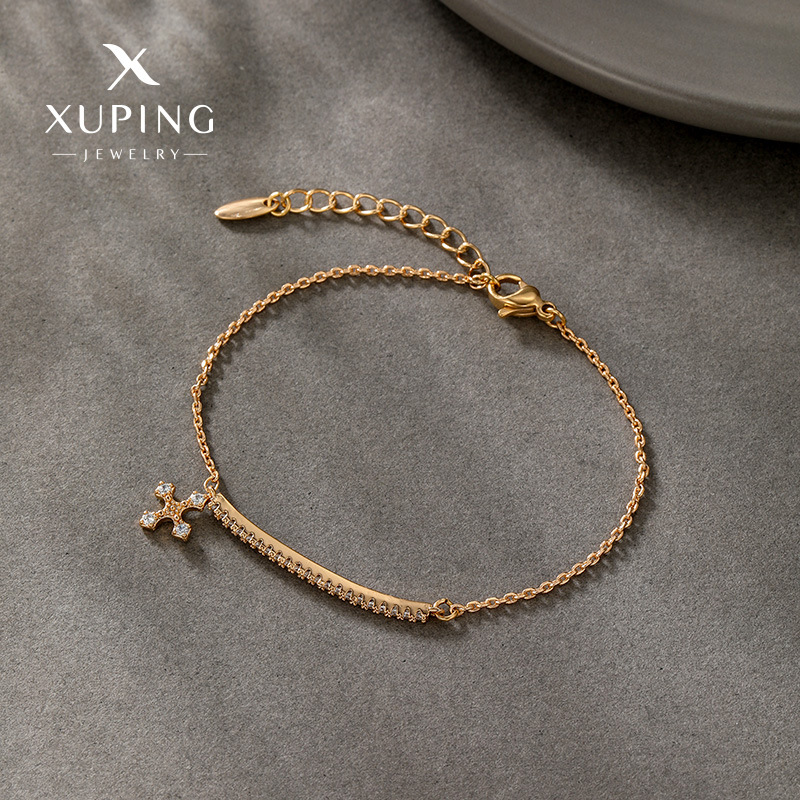 La nueva aleación de moda de Xuping galvanoplastia oro de 18k pulsera de moda europea y americana microincrustada con circonita joyería de mano al por mayor